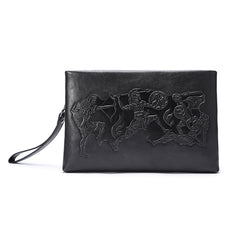 Genuine Leather Mens Urban Cohort Clutch Cool Slim Wallet Zipper Clutch Wristlet Wallet for Men - iwalletsmen