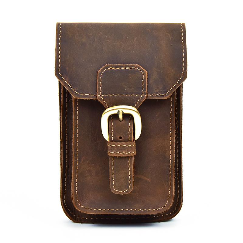 MEN LEATHER Belt Pouch WAIST BAG HIP PACK BELT BAG CELL PHONE HOLSTERS - iwalletsmen
