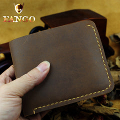 Handmade Leather Mens Cool Slim Leather Wallet Men billfold Wallets Bifold for Men