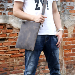 Handmade Leather Mens Cool Messenger Bag Square Bag Chest Bag Bike Bag Cycling Bag for men