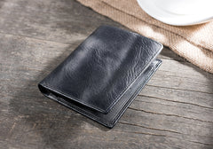 Handmade Leather Mens Cool Slim Leather Wallet Men Small Wallets Bifold for Men