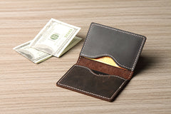 Handmade Leather Mens Cool billfold Wallet Card Holder Small Card Slim Wallets for Men