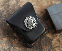 Cool Mens Leather Eagle Zippo Lighter Case with Loop Zippo lighter Holder with clips - iwalletsmen