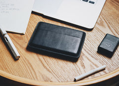 Handmade Black Leather Slim Mens 10pcs Cigarette Holder Case Cool Custom Cigarette Case for Men - iwalletsmen
