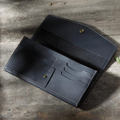 Handmade Leather Mens Clutch Wallet Cool Leather Wallet Long Phone Wallets for Men