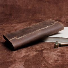 Handmade Leather Mens Wallet Cool Long Leather Wallet Clutch Wristlet Wallet for Men