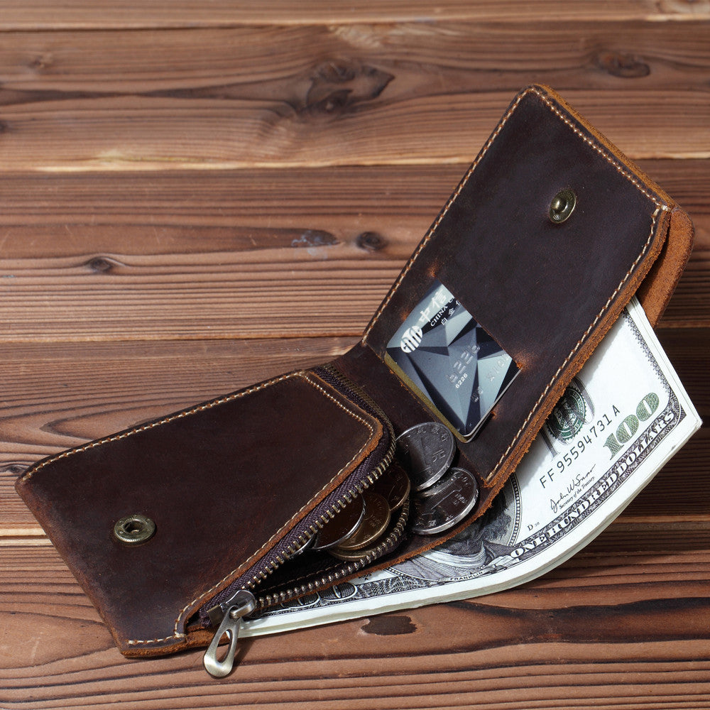 Cool Mens Leather billfold Wallet Leather Small Wallet Bifold Slim Wallets For Men - iwalletsmen