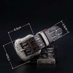 Handmade Genuine Leather Punk Rock Floral Mens Cool Men Biker Trucker Leather Belt