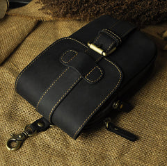Leather Belt Pouch Mens Waist Bag Small Case for Men