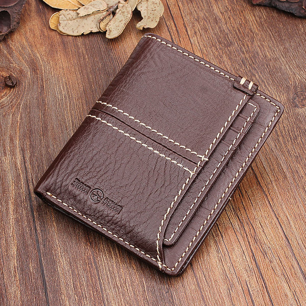 Handmade Leather Mens Cool Slim Leather Wallet Men Small Wallets Bifold for Men - iwalletsmen