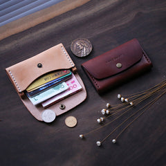Cool Wooden Leather Mens Wallet Small Card Holder Handmade Coin Wallet for Men - iwalletsmen