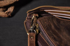 Handmade Leather Mens Cool Long Leather Wallet Zipper Clutch Wallet for Men
