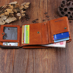 Handmade Mens Cool billfold Leather Wallet Men Small Wallets Trifold for Men - iwalletsmen