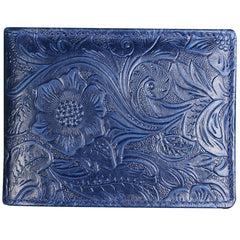 Navy Leather ID Holder Wallet Womens ID Card Holder Wallet Floral Wallet with ID Window id wallet holder