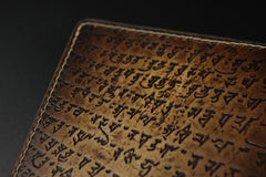 Handmade Leather Tooled Shakya Muni Buddhism Mens Long Wallet Cool Leather Wallet Clutch Wallet for Men