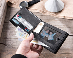 Handmade Leather Mens Cool Slim Leather Wallet Men Small Wallets Bifold for Men