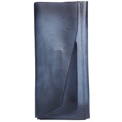Handmade Leather Gray Mens Cool Long Leather Wallet Brown Unique Long Wallet for Men - iwalletsmen