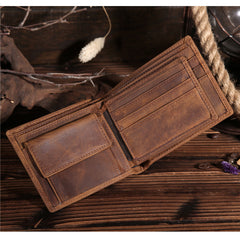 Handmade Leather Mens Cool Slim Leather Wallet Card Wallet Holders Men Small Wallets Bifold for Men