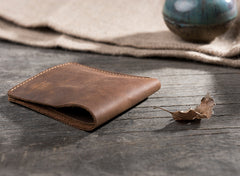 Handmade Leather Mens Cool Slim Leather Wallet Men Small Wallets Bifold for Men