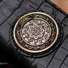 Handmade Leather Tibetan Mens Chain Biker Wallet Cool Leather Wallet Long Clutch Wallets for Men