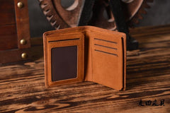 Handmade Mens Cool billfold Leather Wallet Men Small Slim Wallets Bifold for Men - iwalletsmen