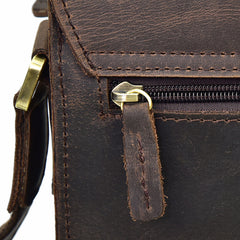 Genuine Leather Mens Messenger Bag Vertical iPad Shoulder Bag For Men