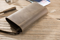 Handmade Leather Mens Cool Long  Chain Wallet Phone Biker Trucker Wristlet Wallet
