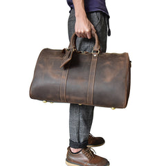 Genuine Leather Mens Cool Weekender Bag Travel Bag Duffle Bags Overnight Bag Holdall Bag for men