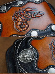 Cool Leather Mens Engraved Scorpion Biker Belt Pouch Waist Bag Drop Leg Bag for Men - iwalletsmen