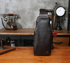 Leather Mens Sling Bag Sling Shoulder Bag Sling Backpack for men - iwalletsmen