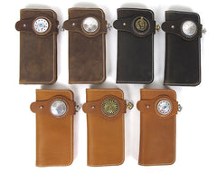 [On Sale] Handmade Mens Long Biker Wallet with Chain Cool Leather Biker Chain Wallet - iwalletsmen