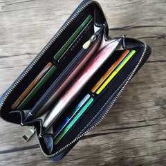 Handmade Leather Wolf Tooled Mens Long Wallet Cool Leather Wallet Clutch Wallet for Men