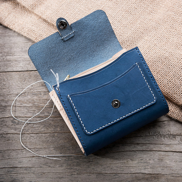 Handmade Leather Mens Cool billfold Wallet Card Holder Small Card Wallets for Men Women