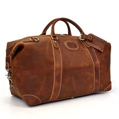 Cool Dark Brown Leather Mens Barrel Overnight BagsWeekender Bags Travel Bag For Men - iwalletsmen