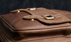 Genuine Leather Mens Cool Backpack Sling Bag Large Black Travel Bag Hiking Bag for men