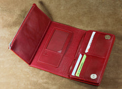 Handmade Leather Tooled Trifold Henna Floral Mens Long Wallet Cool Leather Wallet Clutch Wallet for Men