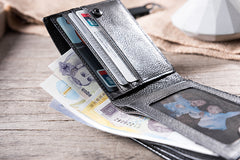 Handmade Leather Mens Cool Slim Leather Wallet Men Small Wallets Bifold for Men