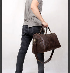 Genuine Leather Mens Cool Weekender Bag Travel Bag Duffle Bags Overnight Bag Holdall Bag for men