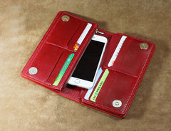 Handmade Leather Tooled Trifold Henna Floral Mens Long Wallet Cool Leather Wallet Clutch Wallet for Men