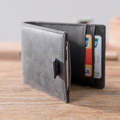 Handmade Leather Mens Cool billfold Wallet Card Holder Small Card Slim Wallets for Men