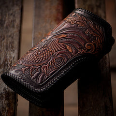 Handmade Leather Carp Mens Chain Biker Wallet Cool Leather Wallet With Chain Wallets for Men