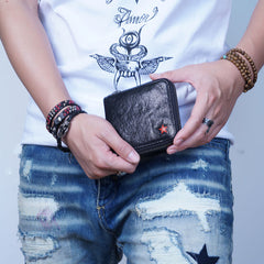 Genuine Leather Mens Cool Long Leather Wallet Zipper Clutch Wallet for Men - iwalletsmen