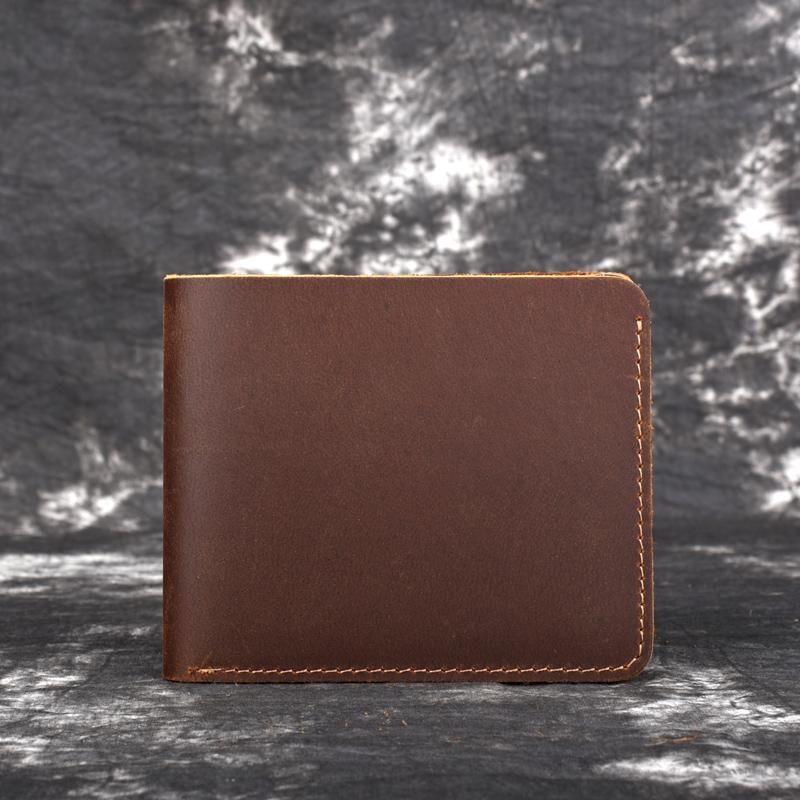 Vintage Mens Leather Slim Small Wallet Cool billfold Slim Bifold Wallets for Men - iwalletsmen