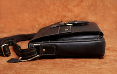 Handmade Leather Mens Cool Messenger Bag Square Bag Chest Bag Bike Bag Cycling Bag for men