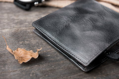 Handmade Leather Mens Cool Slim Leather Wallet Men Small Wallets Bifold for Men