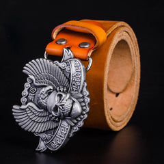 Handmade Genuine Leather Punk Rock Western Country Skull Mens Cool Men Biker Trucker Leather Belt