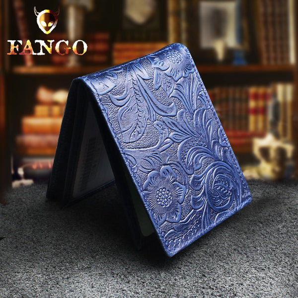 Blue Leather ID Holder Wallet Womens ID Card Holder Wallet Blue Floral Wallet with ID Window id wallet holder