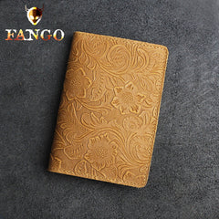 Handmade Leather Floral Mens Cool billfold Wallet Passport Card Holder Small Card Slim Wallets for Men