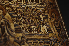 Handmade Leather Tooled Shakya Muni Buddhism Mens Long Wallet Cool Leather Wallet Clutch Wallet for Men