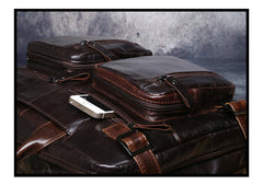 Genuine Leather Mens Cool Messenger Bag Briefcase Backpack Bag Travel Bag for Men